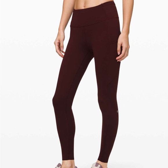 lululemon athletica Denim - Lululemon Fast & Free Leggings - Maroon 25"